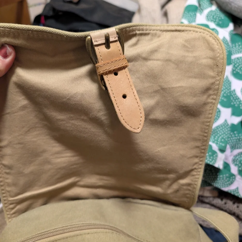 L.L.Bean Canvas Leather Field Messenger Bag Khaki Crossbody